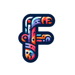 A logo of letter F with different pattern designs embedded in the letter